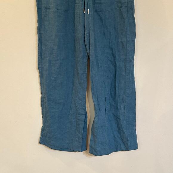 Athleta Teal 100% Linen Pants sz 6 Athleta Retreat Linen High Rise Wide Leg Pant - Picture 8 of 11